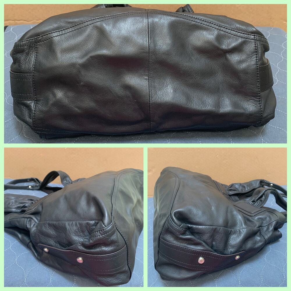 B MAKOWSKY Large Butter Soft Black Leather Double Strap Shoulder Bag Tote - Picture 14 of 16